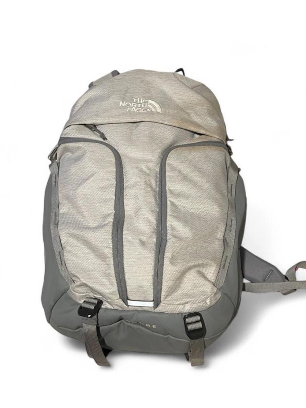 The North Face Light Gray Backpack with Dark Gray Accents